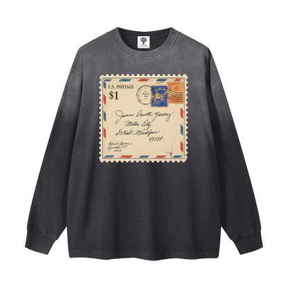 "Dear James" Gradient Washed Long Sleeve T-Shirt