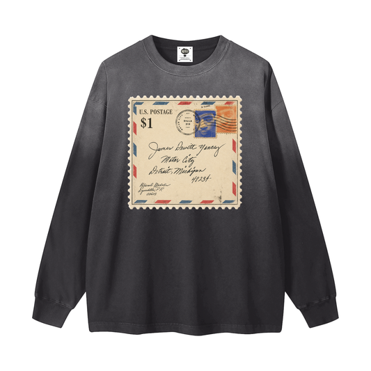 "Dear James" Gradient Washed Long Sleeve T-Shirt