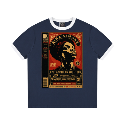 "Spellbinder" Contrast Edge Ribbed Crewneck T-Shirt