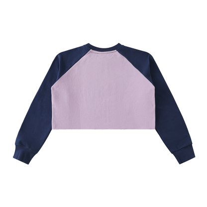 "Brooklyn Republic Essentials"  Raw-Hem Raglan Crop Sweatshirt