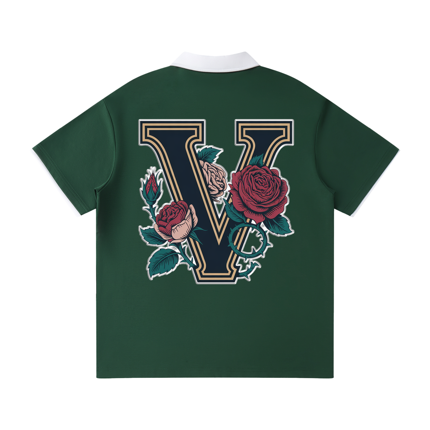 "Varsity" Contrast Collar Raglan Polo Shirt