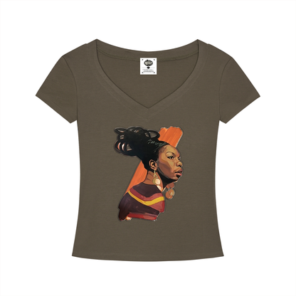 "NINA" Tencel Slim Fit V-Neck T-Shirt
