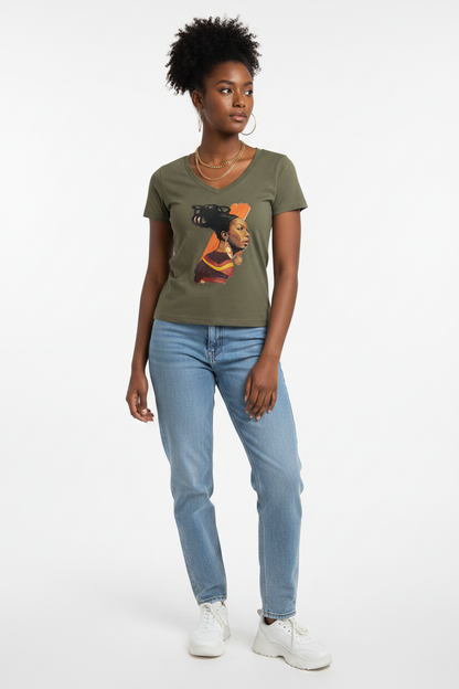 "NINA" Tencel Slim Fit V-Neck T-Shirt