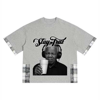 "Madiba" Plaid Paneled T-Shirt