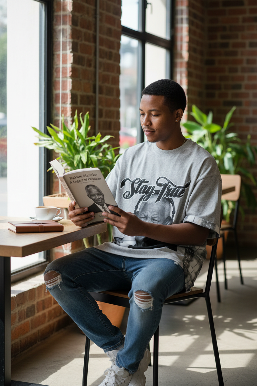 "Madiba" Plaid Paneled T-Shirt