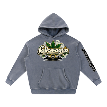 "Folkswagen" Snow Wash Fleece Oversize Hoodie