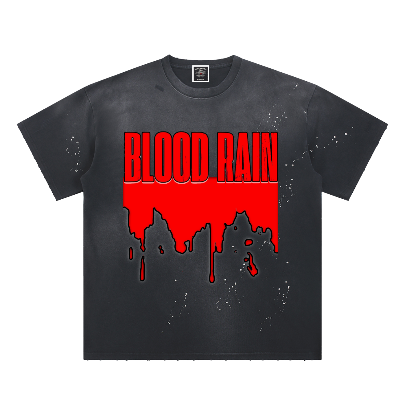 "Blood Rain" Hand-Frayed Sunfade Paint Splatter T-Shirt