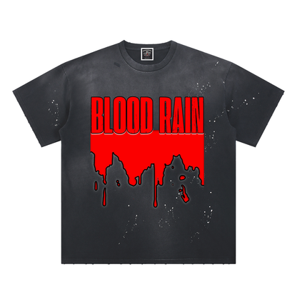 "Blood Rain" Hand-Frayed Sunfade Paint Splatter T-Shirt
