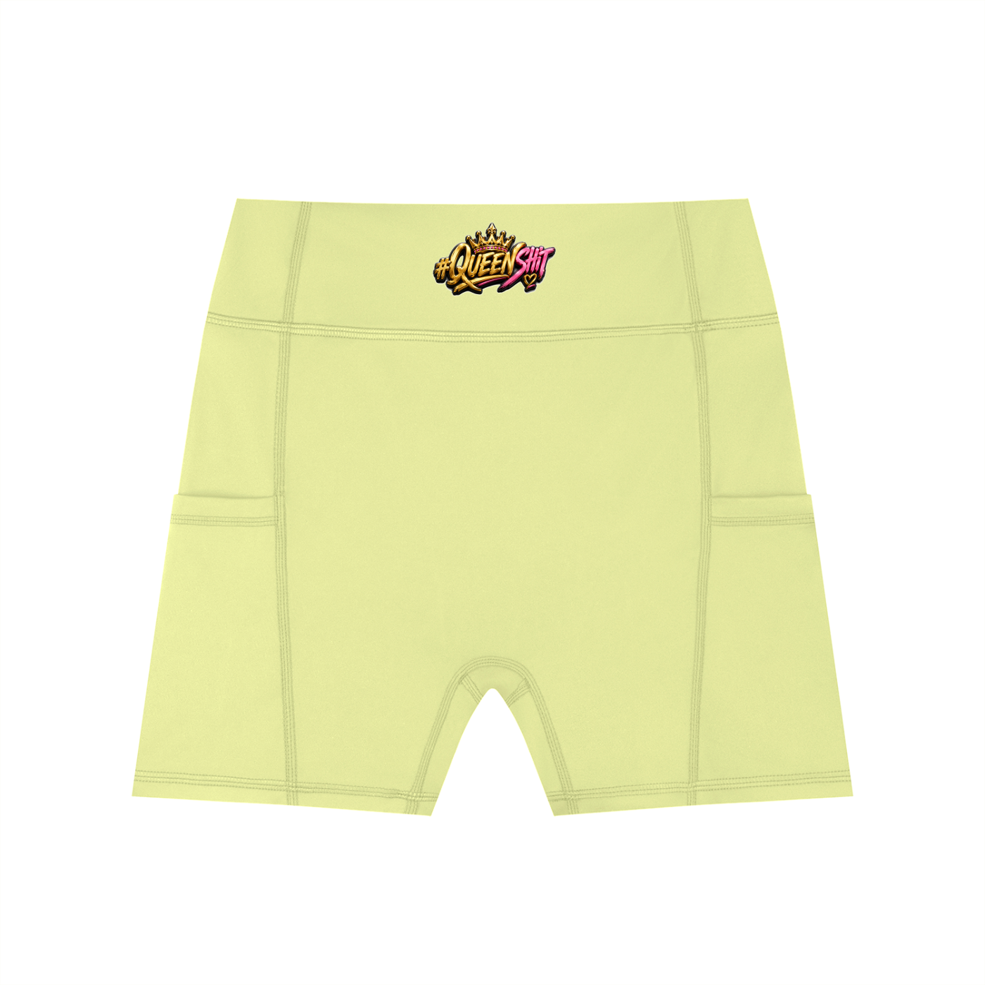 "QUEENS" Women's High-Waisted Pocket Biker Shorts