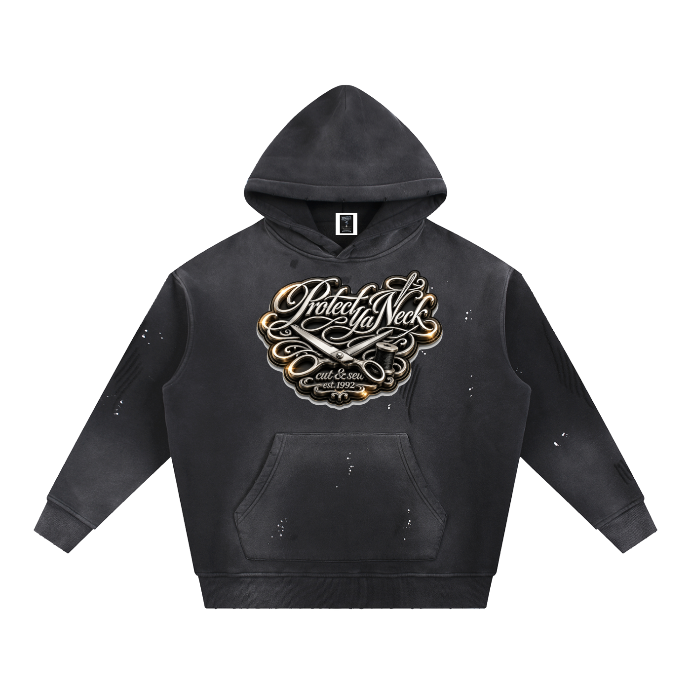 PYN™ x BKRP™ "Cut & Sew" Standout Vintage Washed Frayed Fleece Hoodie