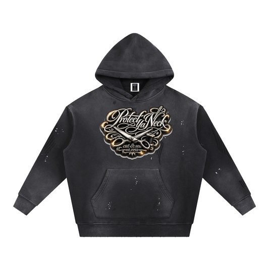 PYN™ x BKRP™ "Cut & Sew" Standout Vintage Washed Frayed Fleece Hoodie