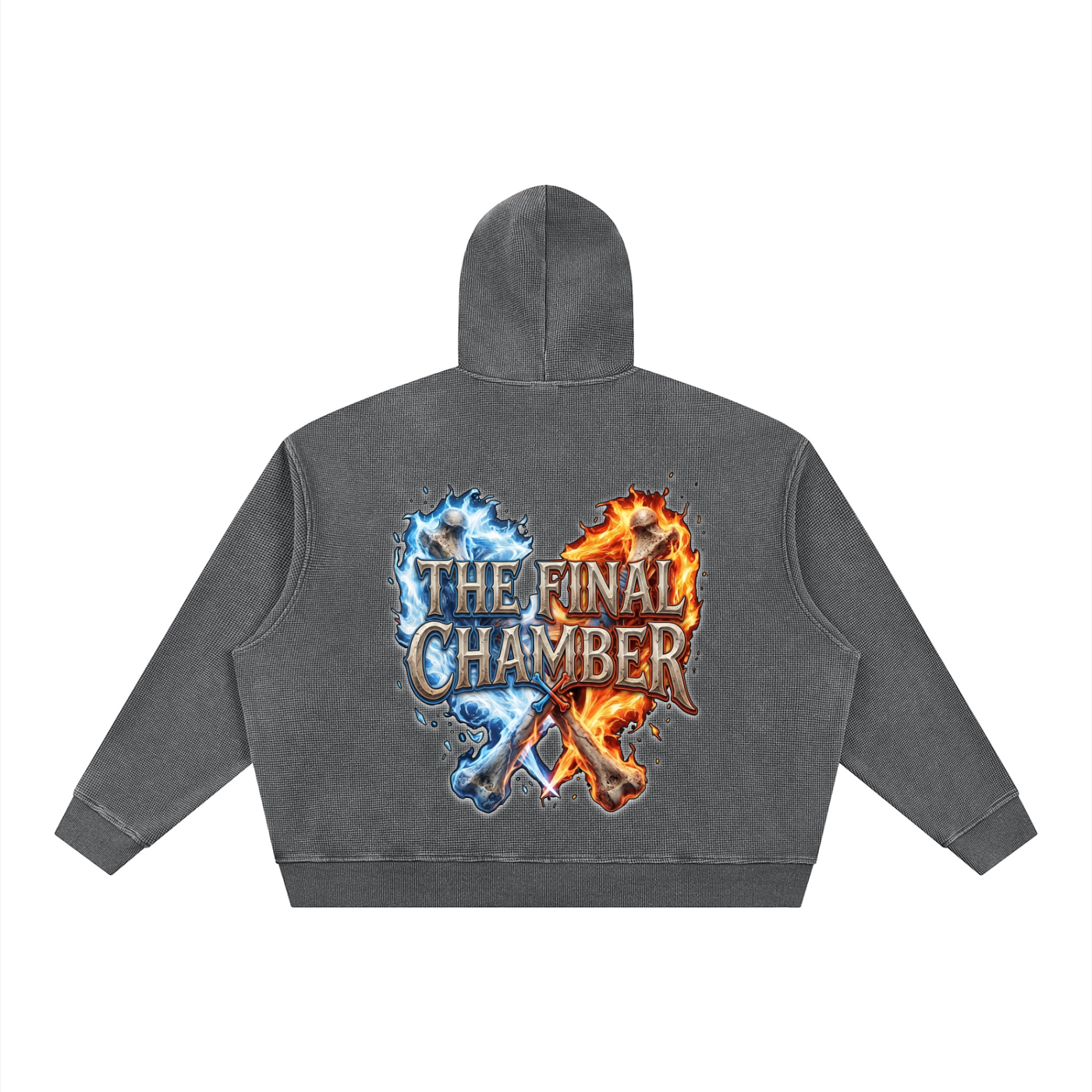 PYN™ "The Final Chamber" Vintage Wash Boxy Waffle Full Zip Hoodie