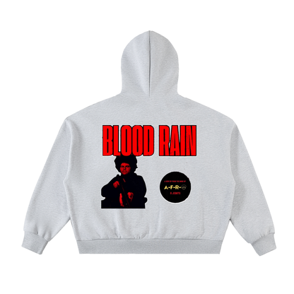 "Blood Rain" Fleeced Full-Zip Boxy Hoodie