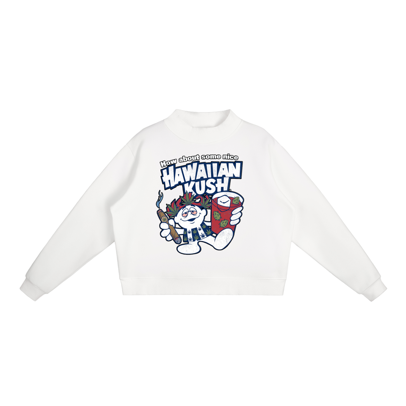 Sparksky & Dutch™ "Hawaiian Punch" Essential Fleece Mock-Neck Crew Sweatshirt