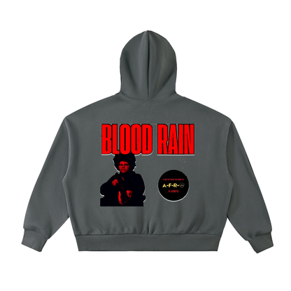 "Blood Rain" Fleeced Full-Zip Boxy Hoodie