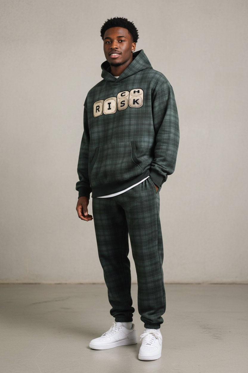 "Double Entendre"  Money Plaid Color Block Sweatsuit