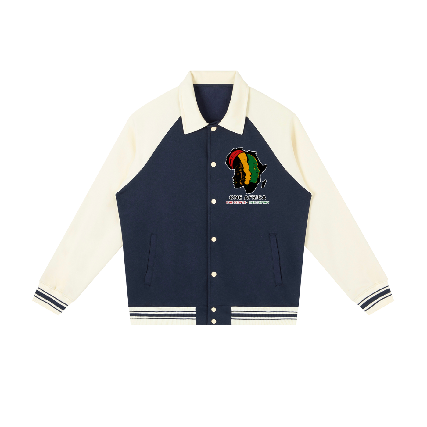 "One Blood" Raglan Sleeve Baseball Jacket