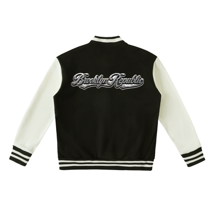 "Brooklyn University" Two-Tone Fleeced Varsity Jacket
