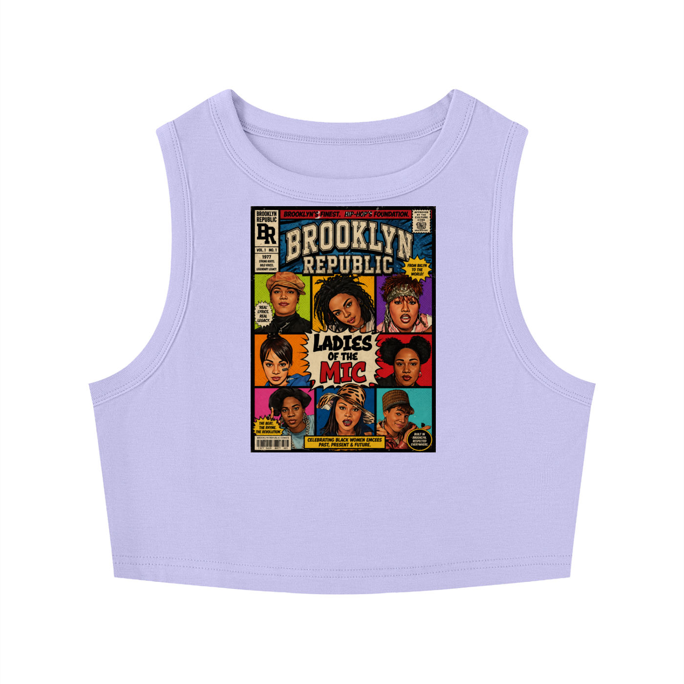 "Ladies First Comic Vol.1" Women's Tight Crewneck Crop Tank Top