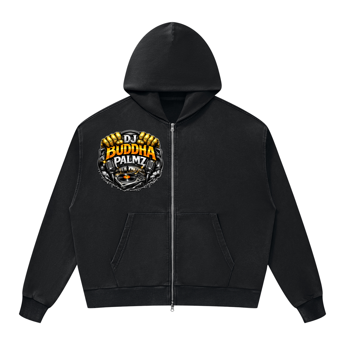 Basement Kemist™ “Buddha Palmz” Mineral Wash Boxy Full-Zip and Pullover Set