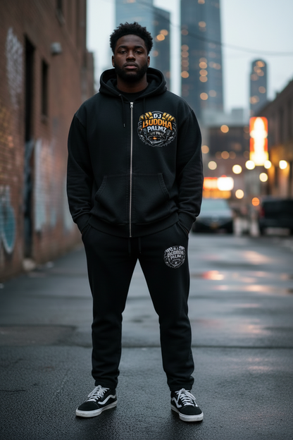 Basement Kemist™ “Buddha Palmz” Mineral Wash Boxy Full-Zip and Pullover Set