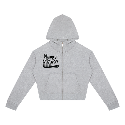 "Nappily Ever After" Women's Crop Full Zip Hoodie
