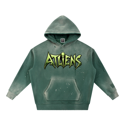 "ATLiens" Vintage Washed Frayed Fleece Hoodie
