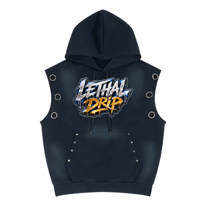 "Lethal Drip" Unisex Vintage Wash Sun Fade Sleeveless Hoodie