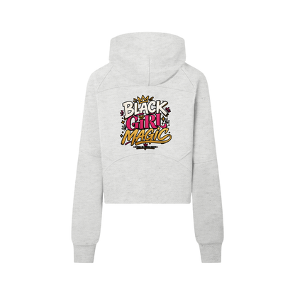 "Black Girl Magic" Cropped Half-Zip Hoodie