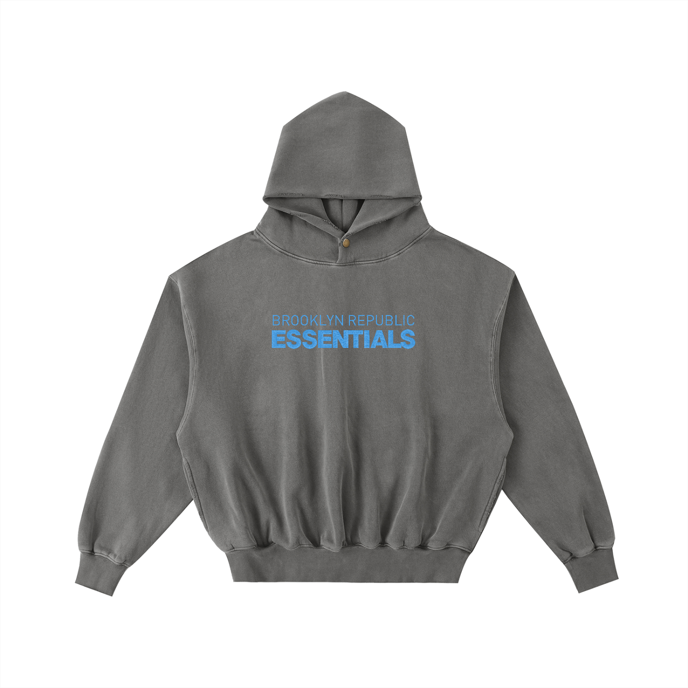 Brooklyn Republic Essentials™ Embroidered Frayed Enzyme Washed Fleece Hoodie