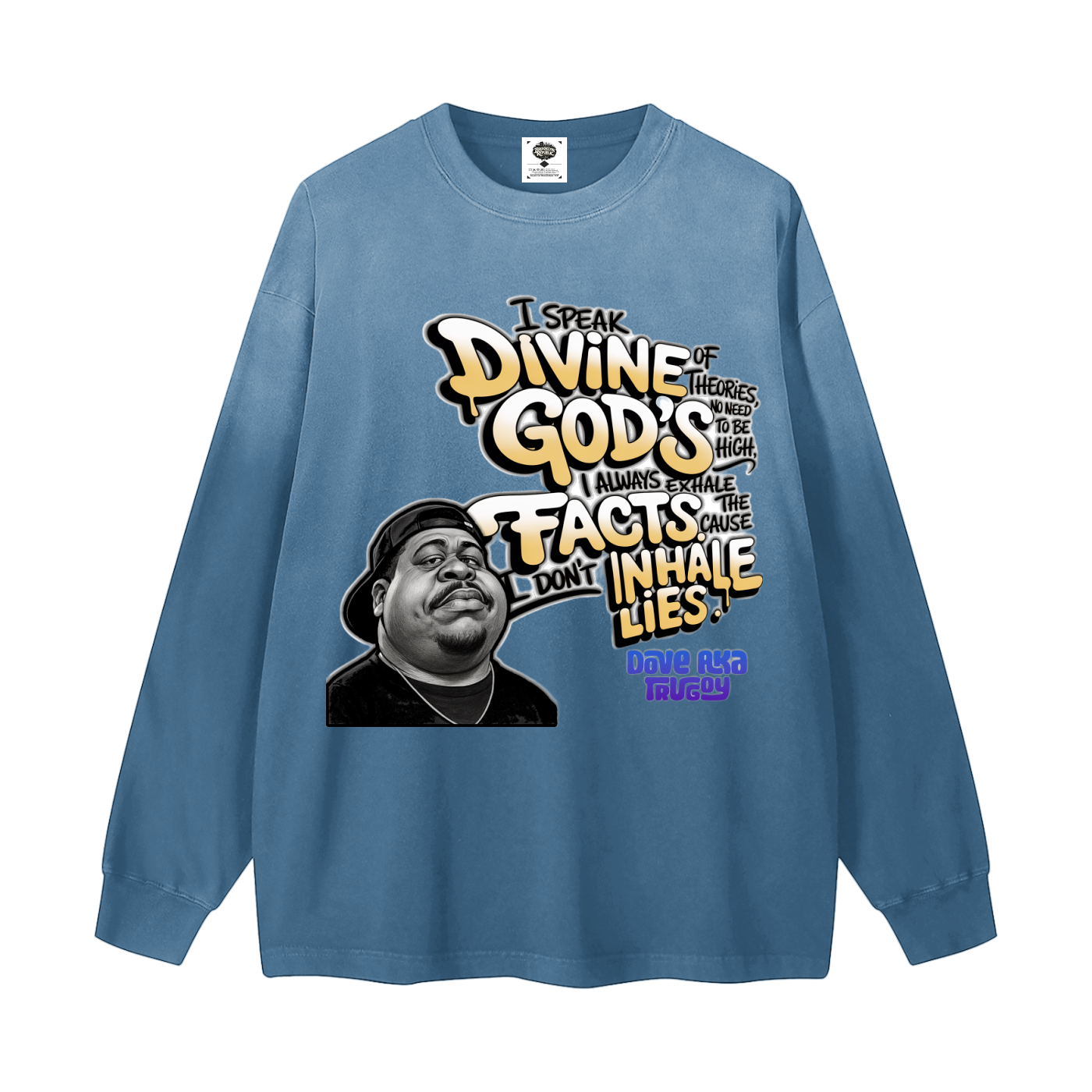 "Divine Theories" Gradient Washed Long Sleeve T-Shirt