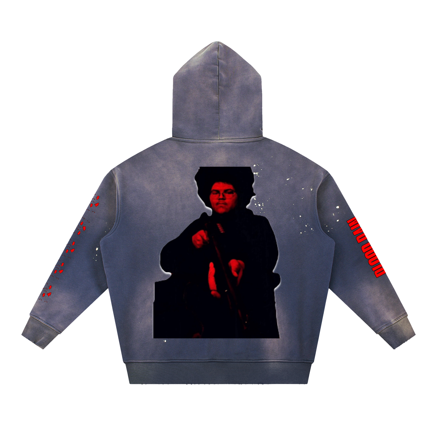 "Blood Rain" Vintage Washed Frayed Fleece Hoodie