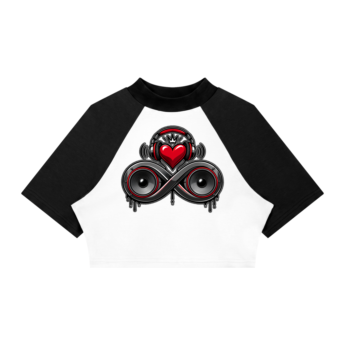 Infinity Sione™ "Heartbeatz" Color Block Raglan Crop T-Shirt