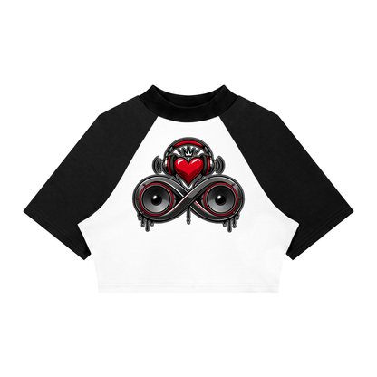 Infinity Sione™ "Heartbeatz" Color Block Raglan Crop T-Shirt
