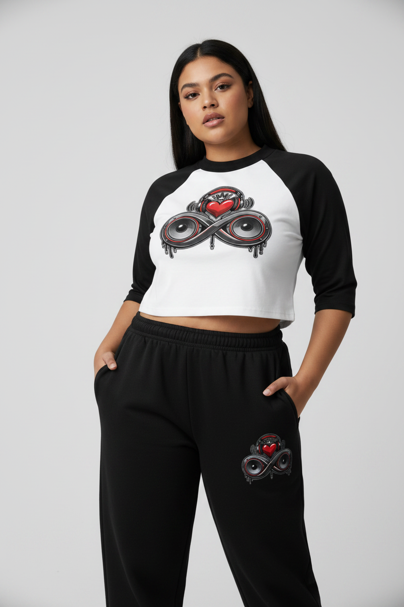 Infinity Sione™ "Heartbeatz" Color Block Raglan Crop T-Shirt