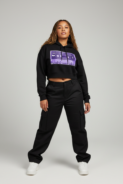 "The Purple Tape" Cropped Hoodie