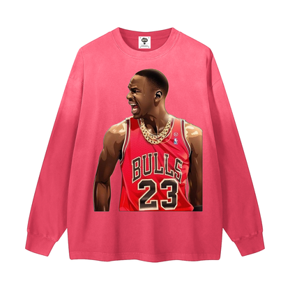 "Straight Gangster" Gradient Washed Long Sleeve T-Shirt