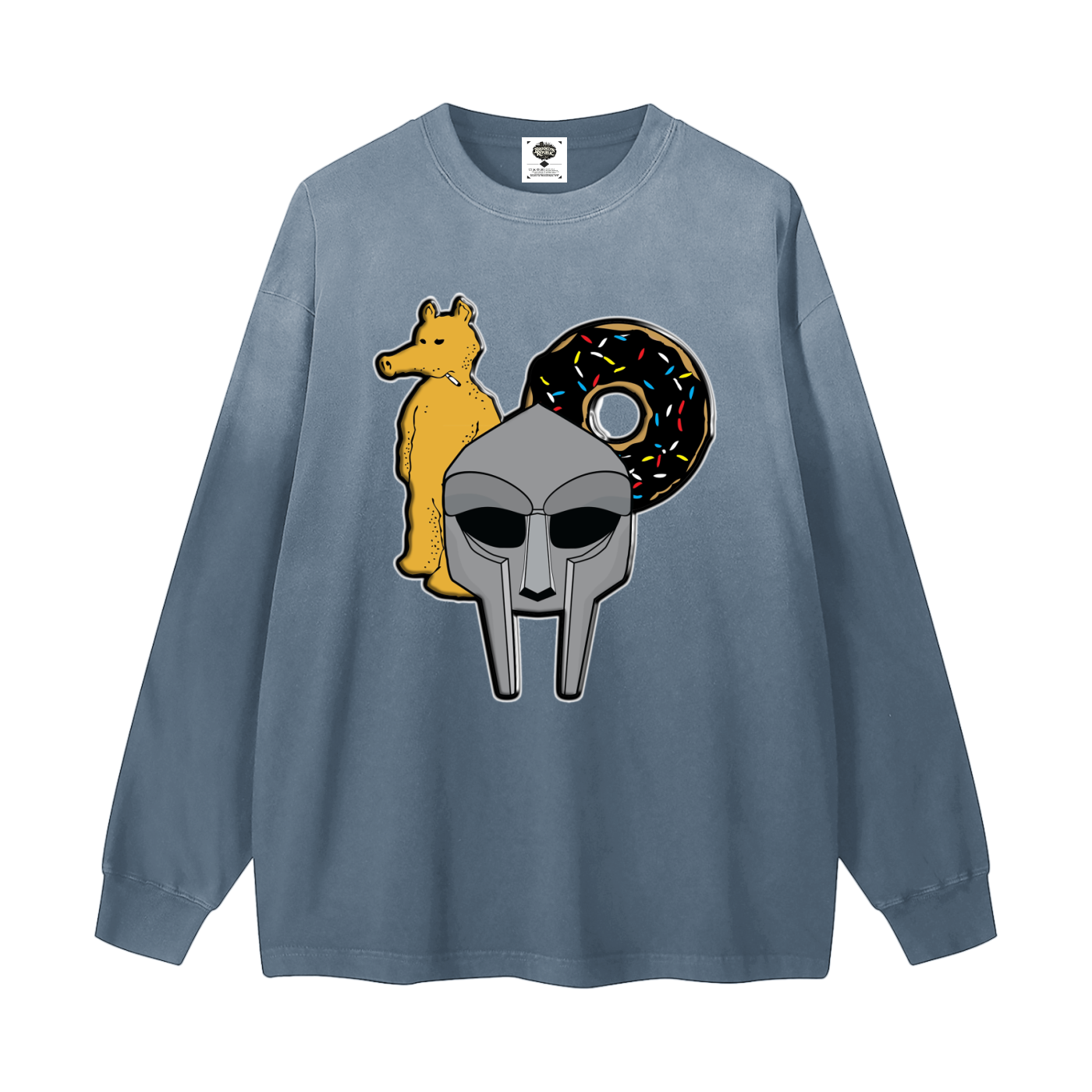 "MadDillaDoom" Gradient Washed Long Sleeve T-Shirt