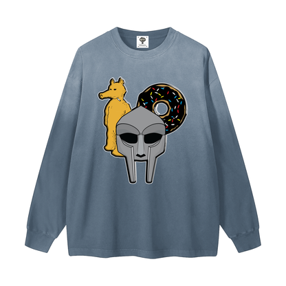 "MadDillaDoom" Gradient Washed Long Sleeve T-Shirt