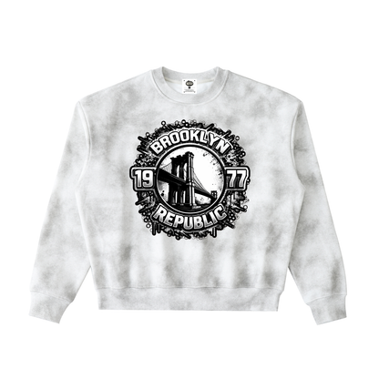 "BK Republic™ " Dirty Washed Boxy Fleeced Sweatshirt