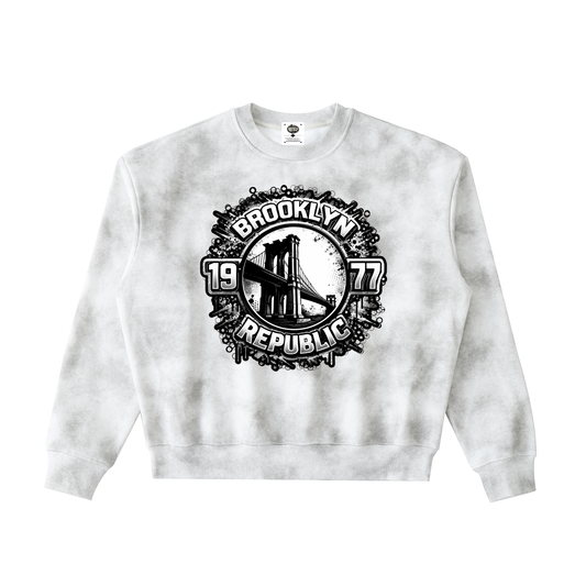 "BK Republic™ " Dirty Washed Boxy Fleeced Sweatshirt