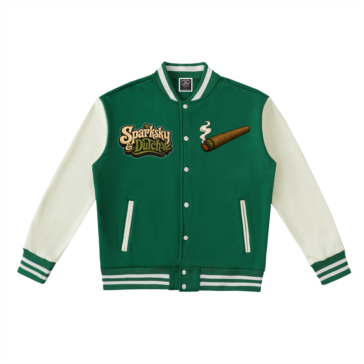 "Sparksky & Dutch" Two-Tone Fleeced Varsity Jacket