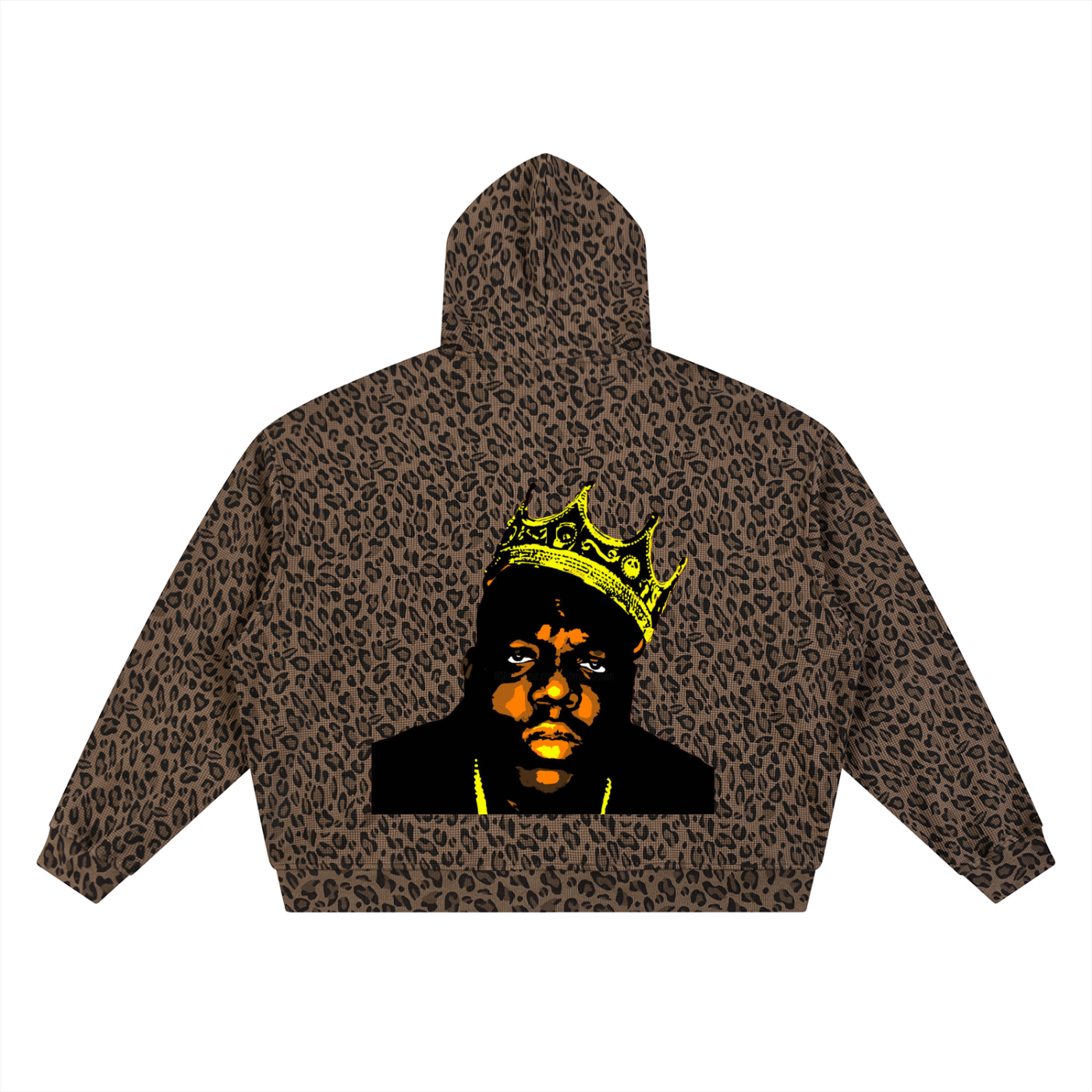 "The B.I.G Crown" Leopard Print Waffle Full Zip Hoodie