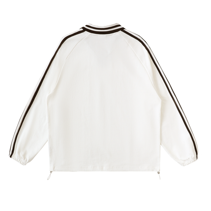PYN™ x BKRP™ "Cut & Sew" Contrast Striped Lapel Collar Sweatshirt