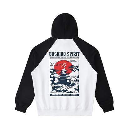 "Bushido" Color-Block Raglan Sleeve Hoodie