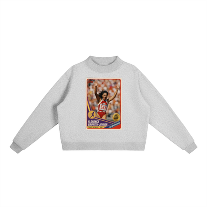 "Flow Jo" Fleece Mock-Neck Crew Sweatshirt