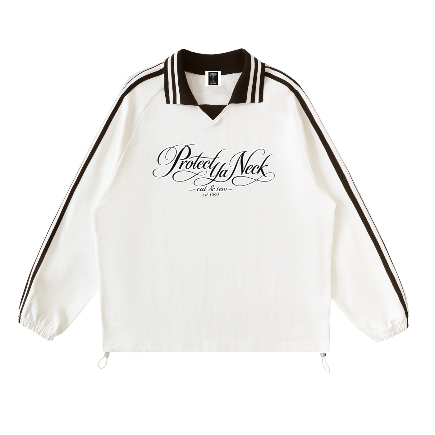 PYN™ x BKRP™ "Cut & Sew" Contrast Striped Lapel Collar Sweatshirt