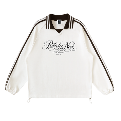 PYN™ x BKRP™ "Cut & Sew" Contrast Striped Lapel Collar Sweatshirt