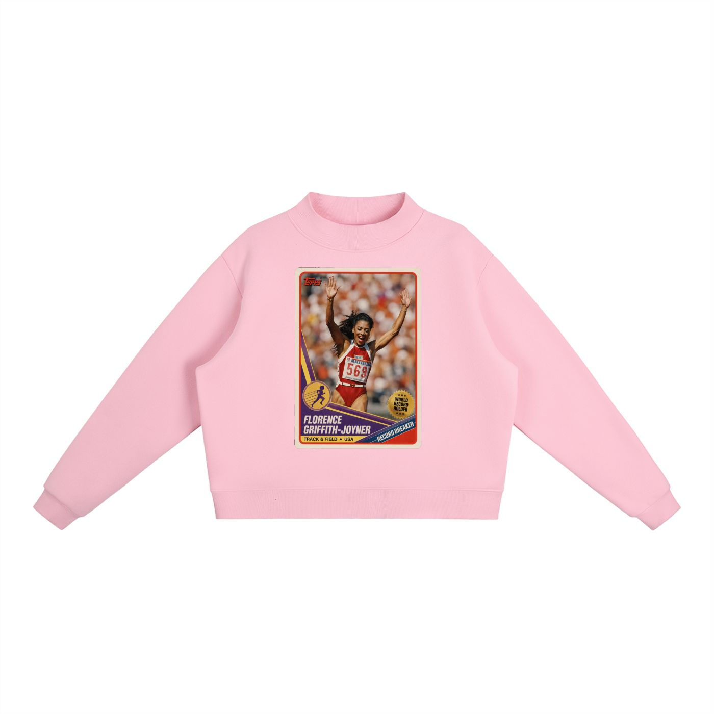 "Flow Jo" Fleece Mock-Neck Crew Sweatshirt