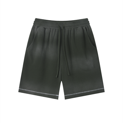"Brooklyn Republic Essentials" Sunfade Waffle Raw Hem Shorts